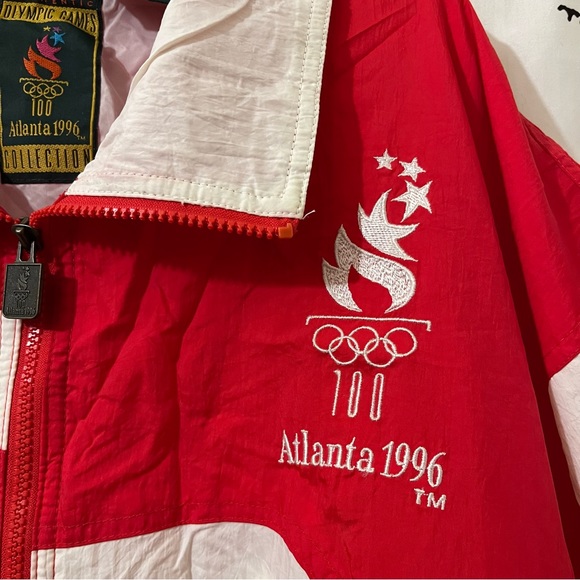 VTG Logo 7 Olympic Collection Track Jacket 90s Atlanta USA Patriotic Large - Picture 7 of 16